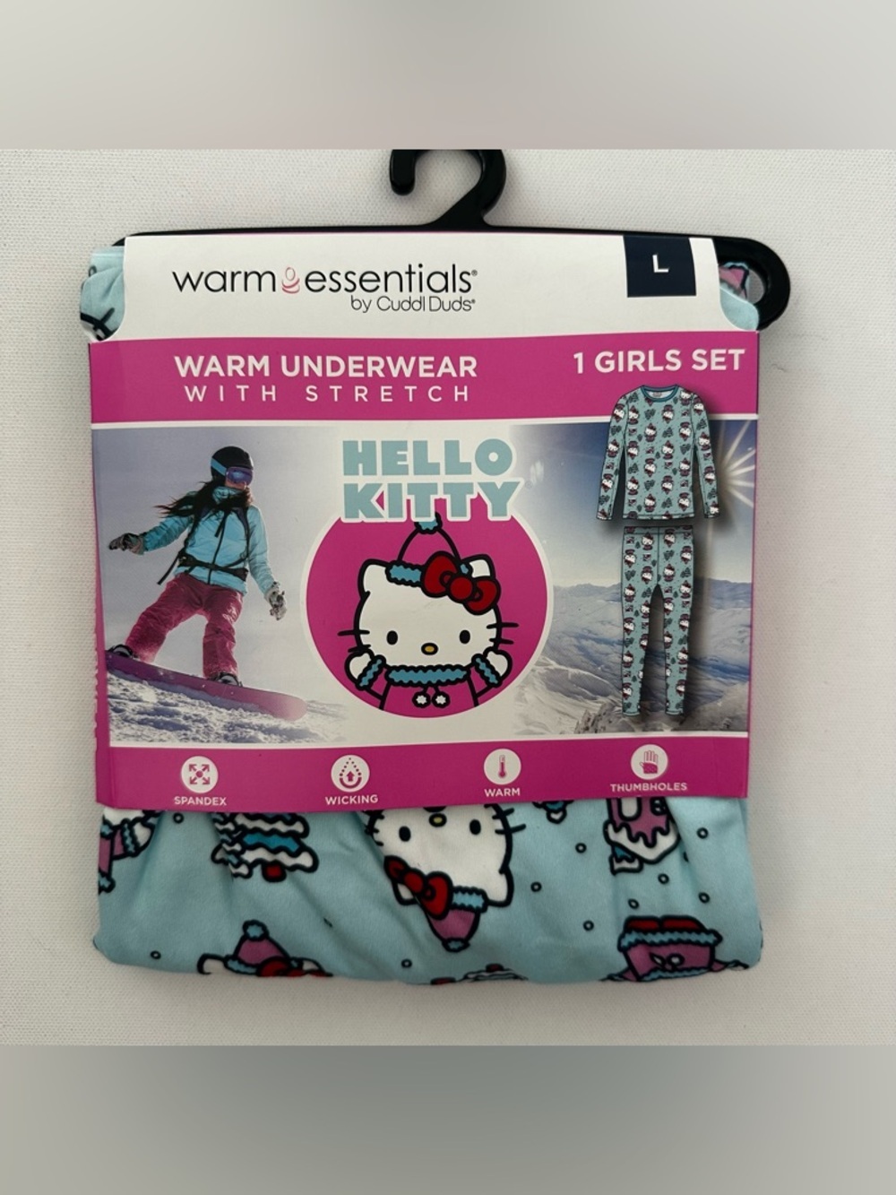 Cuddl Duds Hello Kitty Girls Thermal Set Size L